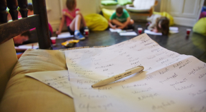 A close-up of a piece of paper at a writing workshop