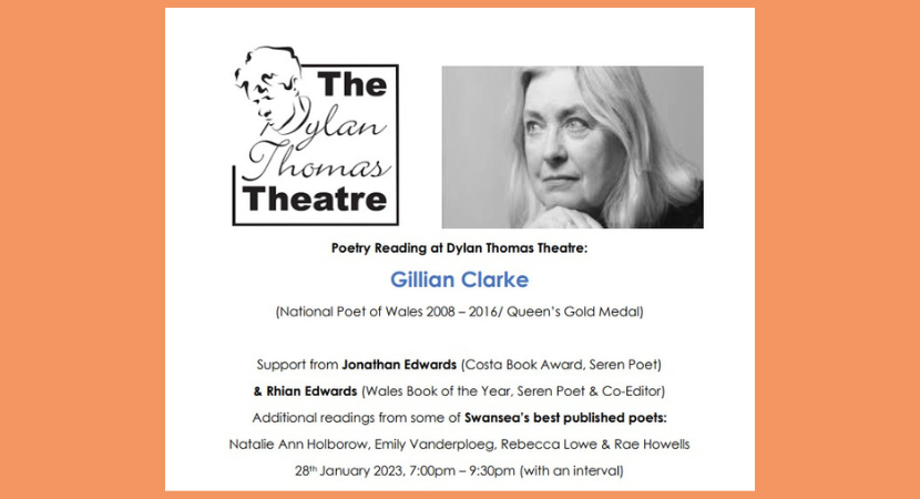 Darlleniad Barddoniaeth yn Theatr Dylan Thomas: Gillian Clark (Noddir gan Llenyddiaeth Cymru)