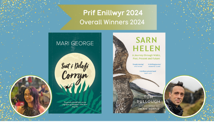 Mari George a Tom Bullough yn cipio prif wobrau Llyfr y Flwyddyn 2024
